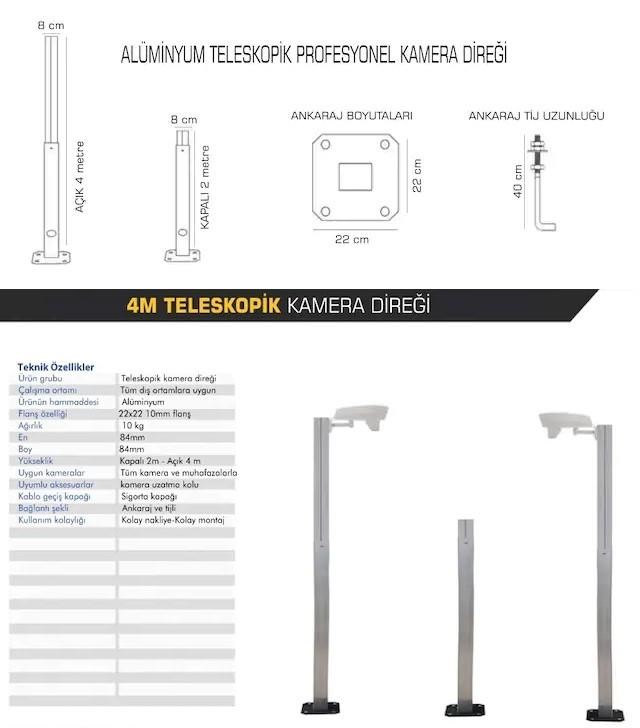 OİSOİS XTR 1001 4 Metre Teleskopik Kamera Direği (Alüminyum)ME-4MDirek