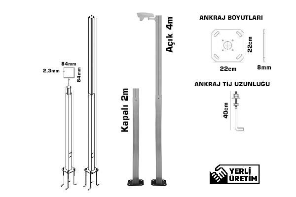 OİSOİS XTR 1001 4 Metre Teleskopik Kamera Direği (Alüminyum)ME-4MDirek