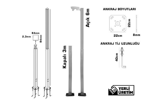 OİSOİS XTR 1001 6 Metre Teleskopik Kamera Direği (Alüminyum)ME-6MDirek