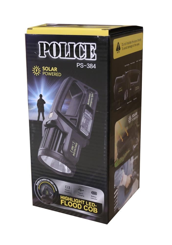POLICEPolıce PS-384  Güneş Enerjili, Enerji Göstergeli, Telefon Şarj Etme Özellikli  Spot Fener8800600005384