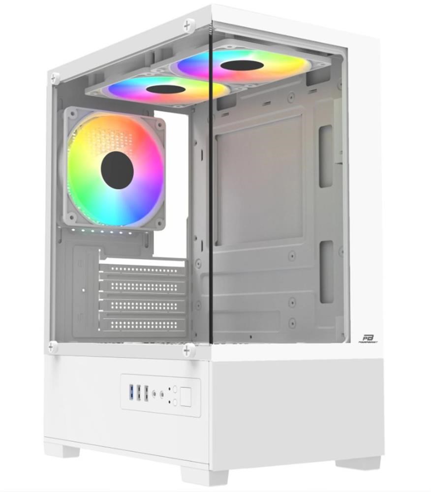 POWER BOOSTPowerBoost PB-M5001W 500w 3-12cm Rainbow Fanlı USB 3.0 Seaview M-ATX Gaming Beyaz Kasa8682016345768