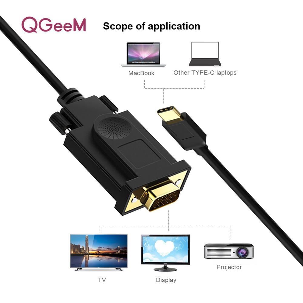 QGEEMQgeem QG-UA17 1.8m USB Type-C to Erkek VGA Kablo6974393000739