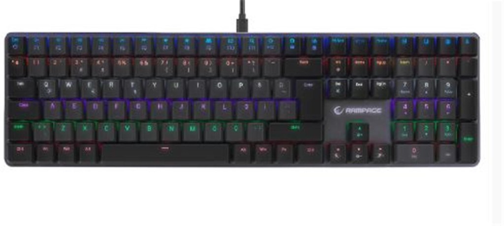 RAMPAGERampage GRANITE PRO Siyah-Gri Low Profile BLUE SWITCH Q Rainbow Mekanik Gaming Oyuncu Klavye8680096131325