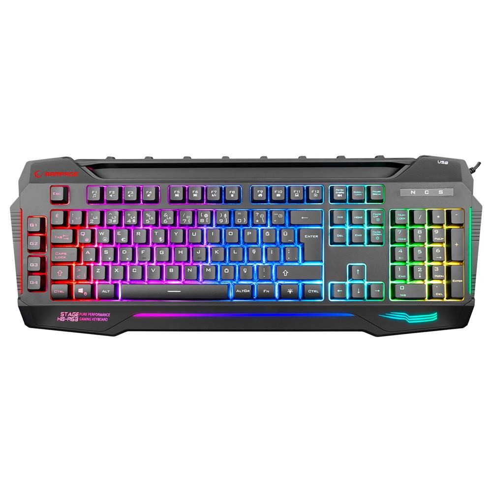 RAMPAGERampage KB-R63 STAGE Siyah 4 Makro Fonksiyon Sese Duyarlı Işıklı RGB Q USB Oyuncu Klavyesi8680096068010
