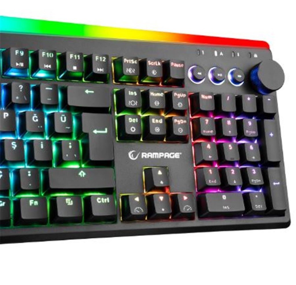 RAMPAGERampage KB-R97 X-TRACER Siyah  RGB Aydınlatmalı Red SwitchGaming Oyuncu Mekanik Klavye8680096104152