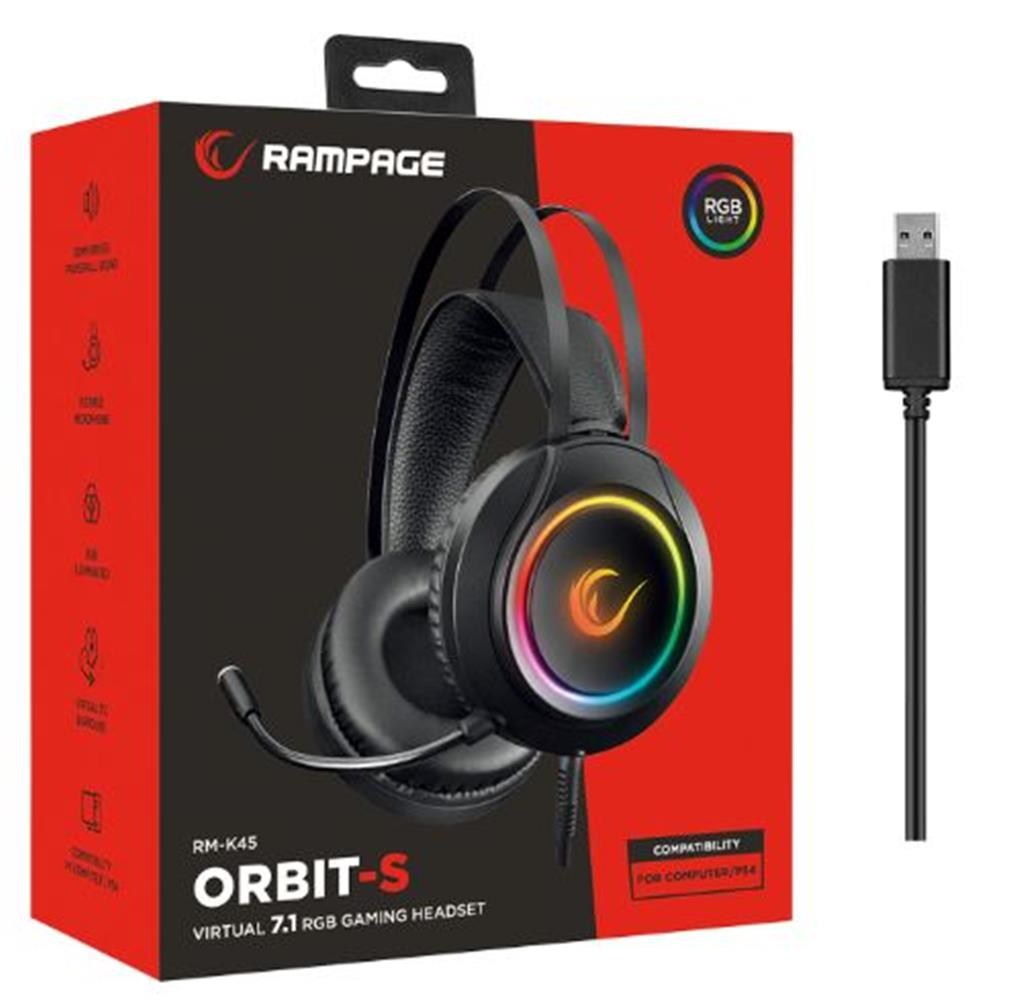 RAMPAGERampage RM-K45 ORBIT-S Siyah RGB Led 7.1 Gaming Mikrofonlu Oyuncu Kulaklığı8680096103865