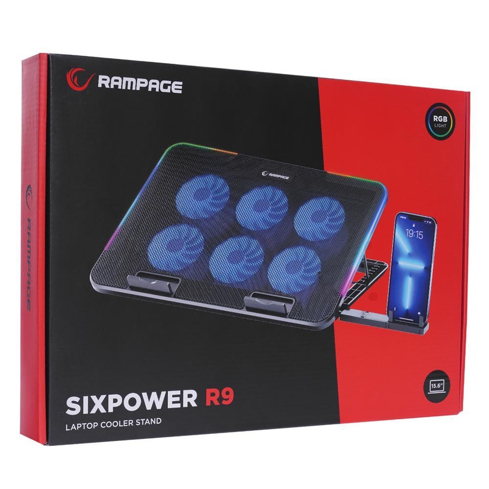 RAMPAGERampage SIXPOWER R9 6 Fan RGB Işıklı Telefon Tutuculu Notebook Soğutucu8680096128493