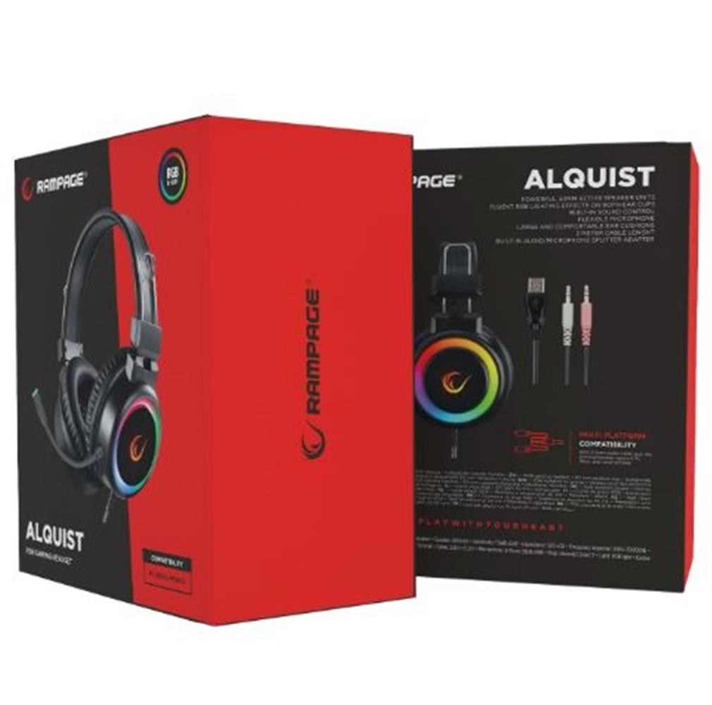RAMPAGERampage SN-R10 ALQUIST Siyah 3,5mm RGB Gaming Oyuncu Mikrofonlu Kulaklık8680096107030