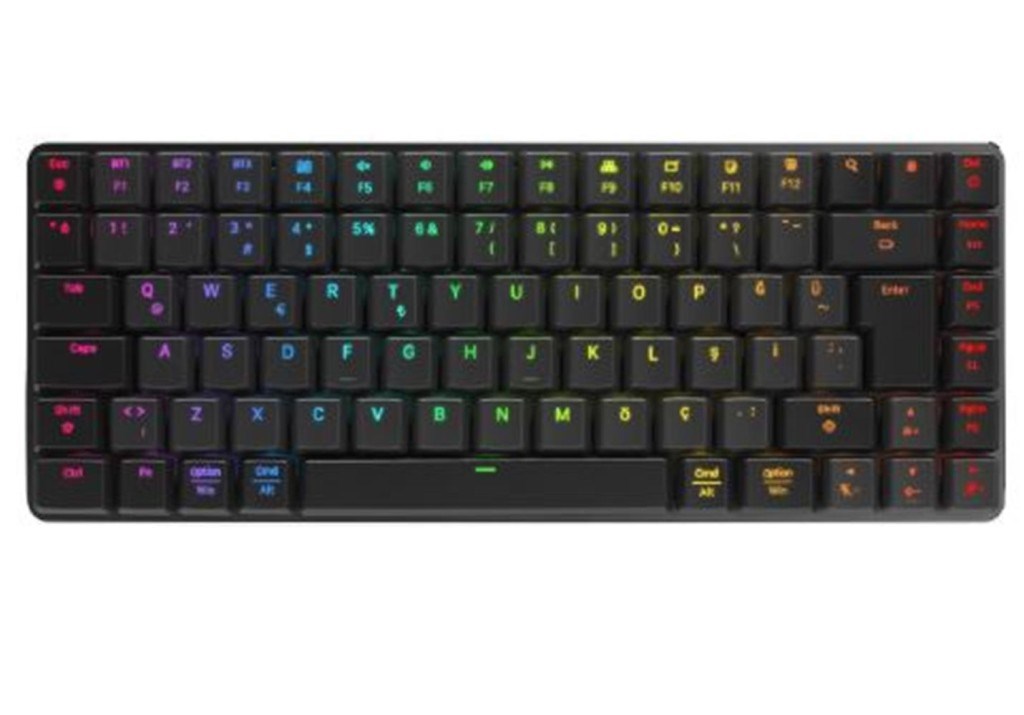 RAMPAGERampage W-GRANITE Siyah-Gri Low Profile BLUE SWITCH Mekanik Gaming Oyuncu Klavye Q RGB 2,4 ghz+ BT8680096131356