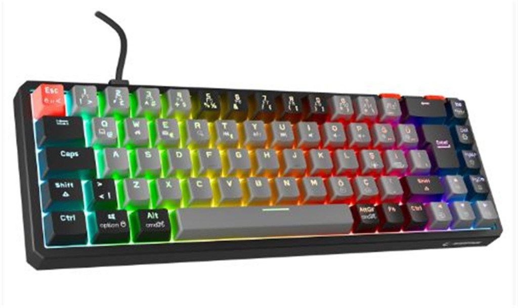 RAMPAGERampage YORU MINI Gri-Siyah Type-C Bağlantılı OUTEMU Red Swich Q Mekanik Gaming Oyuncu Klavye RGB8680096134555