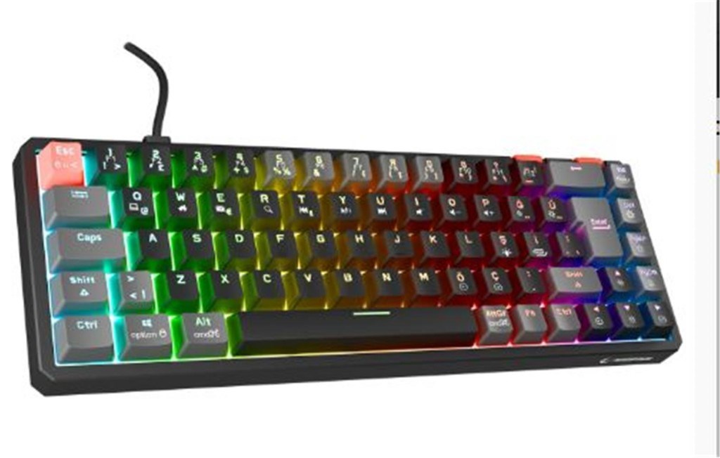 RAMPAGERampage YORU MINI Siyah-Gri Type-C Bağlantılı OUTEMU Red Swich Q Mekanik Gaming Oyuncu Klavye RGB8680096134562