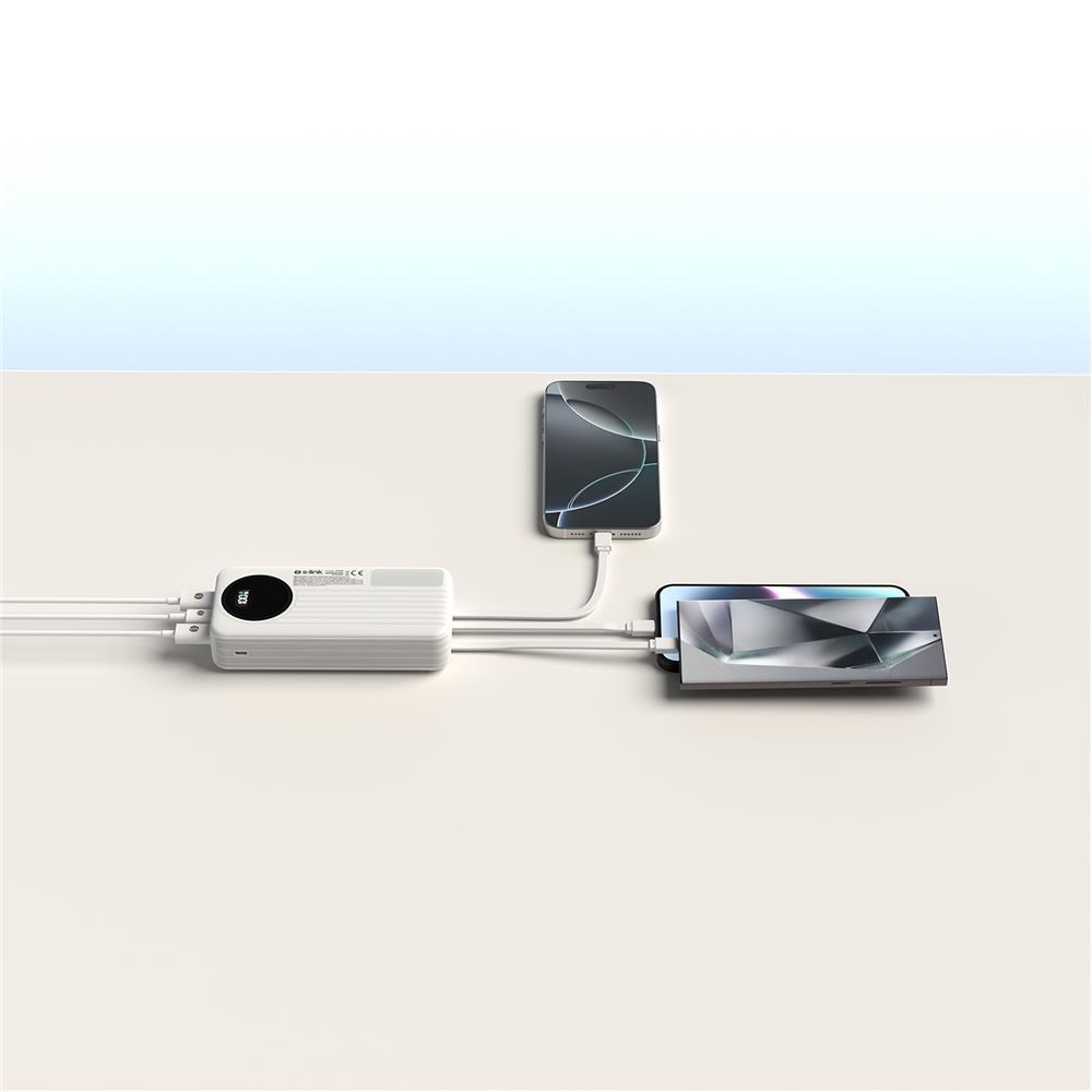S-LinkS-link IP-G220 20000mAh PD20W+QC3.0 Dahili Kablolu Beyaz LCD Taşınabilir Pil Şarj Cihazı Powerbank8680096152702