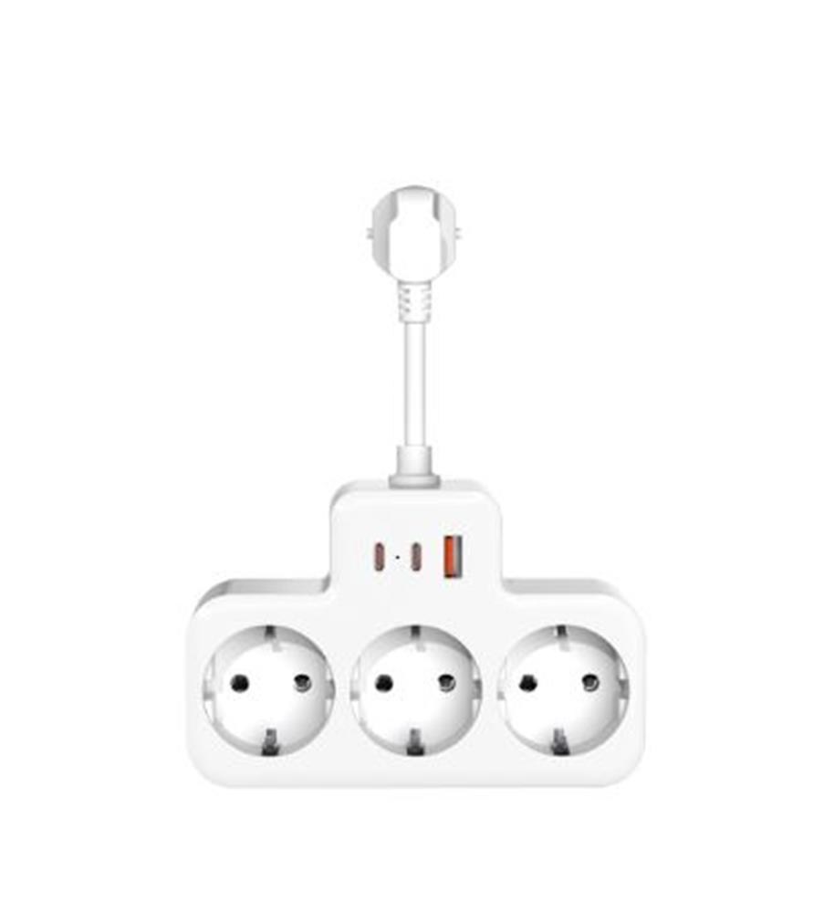 S-LinkS-link PRZ07 Beyaz 3 Soketli 15mm 1 Usb 2 Type-C PD20W 1050 Joule Bakır Kablolu Akım Korumalı Priz8680096151132