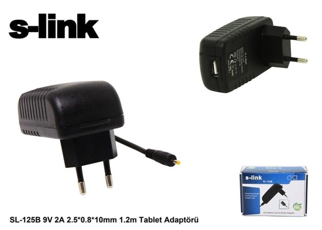 S-LİNKS-link SL-125B 9v 2a 2.5-0.8-10mm 1.2 Tablet Adaptörü8697671471172