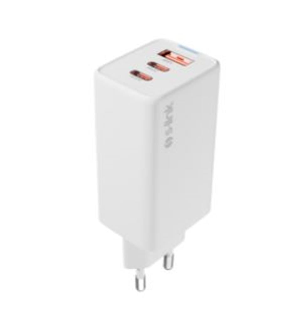 S-LinkS-link SL-ECG65 2-USB-C + USB-A GAN PD 65W - QC 18W Type GAN PD-PPS Beyaz EV-NOTEBOOK Şarj Adaptör8680096133367
