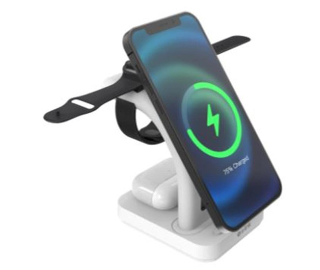 S-LinkS-link SW-CWF130 Beyaz Telefon Kulaklık Akıllı Saat 15W 3 in 1 Magsafe Led Logo Kablosuz Şarj Cihaz8680096144080