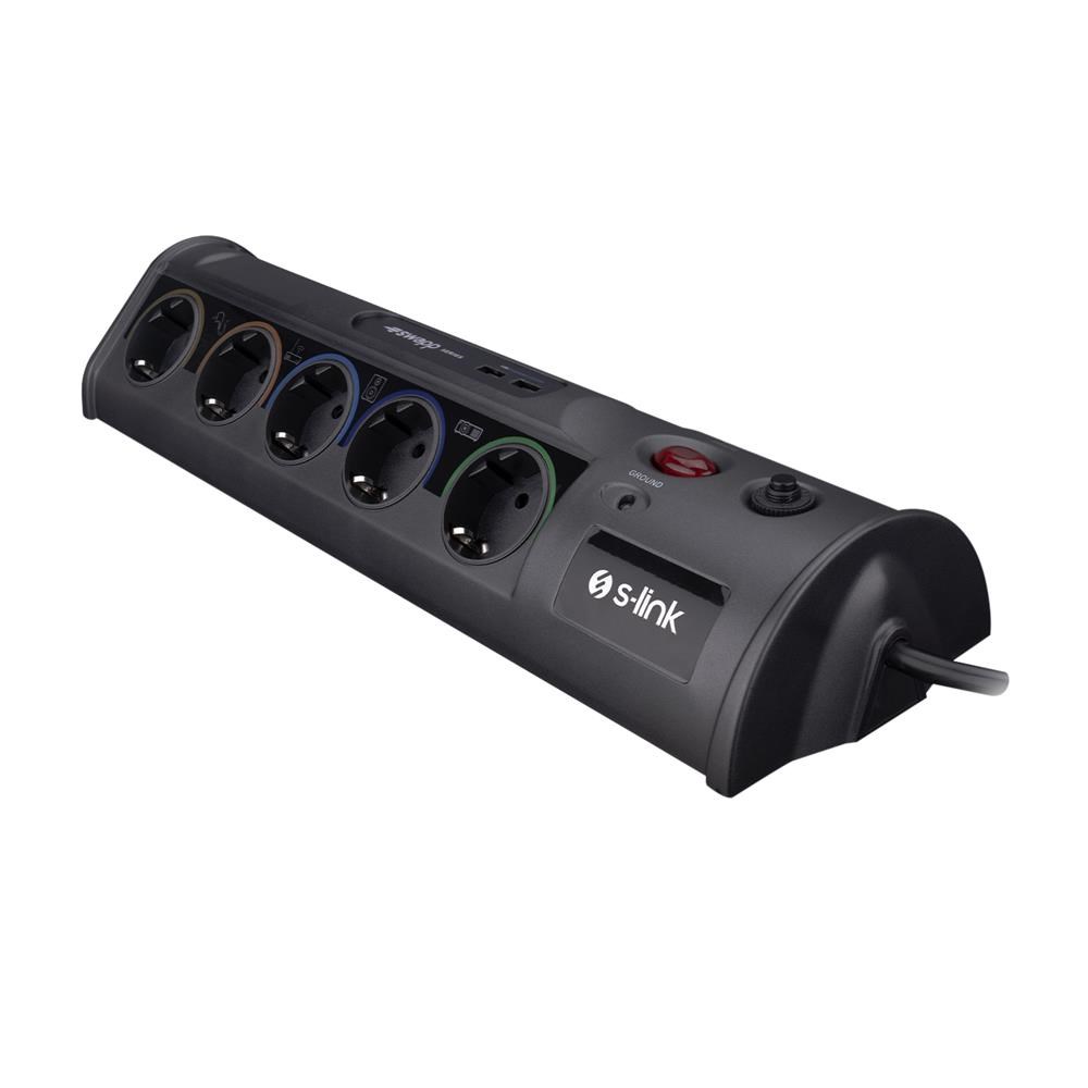 S-LinkS-link SWV-PRZ010 1.8M 1860 Joule 1.5mm 1 Usb 1 Type C 2.1A-5V 16A 250V 3680W 10lu Akım Kor.Priz8680096117473