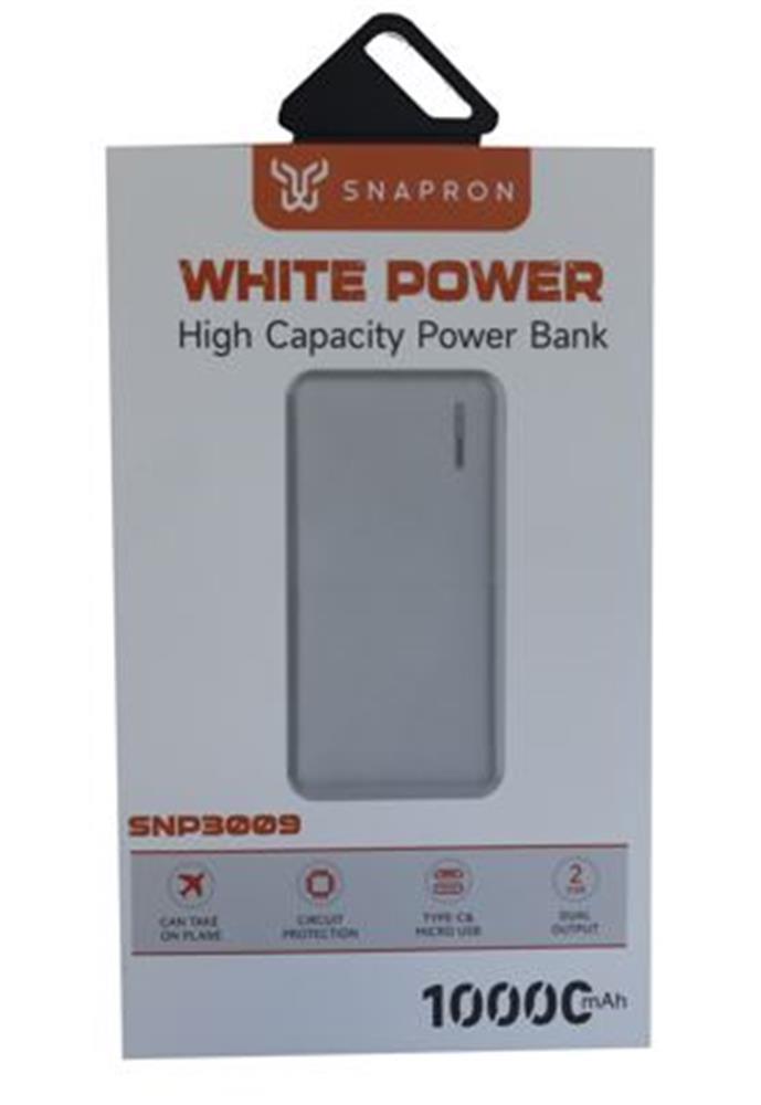 A4TECHSnapMax SNP-3009 Beyaz 10.000 mah Powerbank 2x USB Çıkışlı 1 Type-C ve 1 Micro Girişli8684568430084