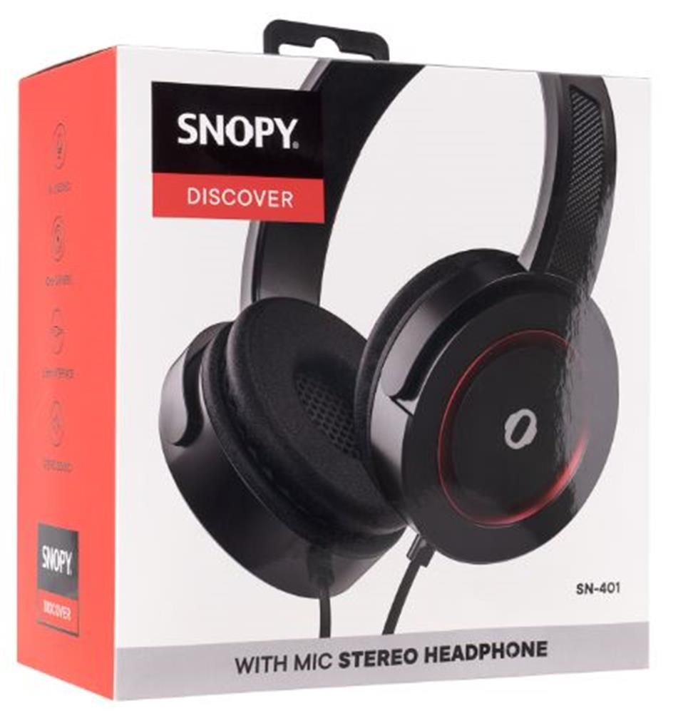 SNOPYSnopy SN-401 DISCOVER Kırmızı Güçlendirilmiş Bass Etkili Mikrofonlu Kulaklık8680096105043