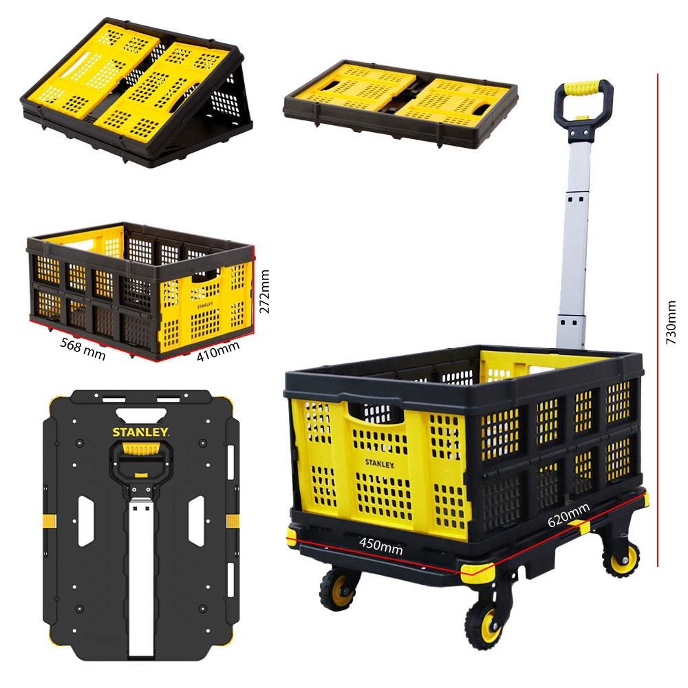 STANLEYSTANLEY PC532B 137kg 62x45cm Dört Tekerli Çekme Kollu Yük ve Paket Taşıma Arabası + FT505 Çok Amaçlı Taşıma SepetiPC532B