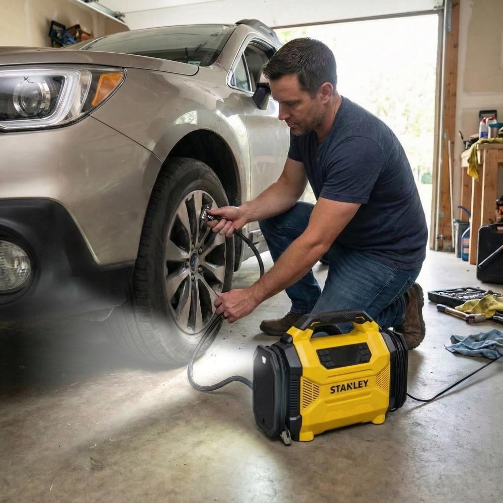 STANLEYSTANLEY SXIF3501 12Volt/220Volt 150 PSI Dijital Basınç Göstergeli Lastik & Yatak Şişirme Pompası + Led LambaSXIF3501