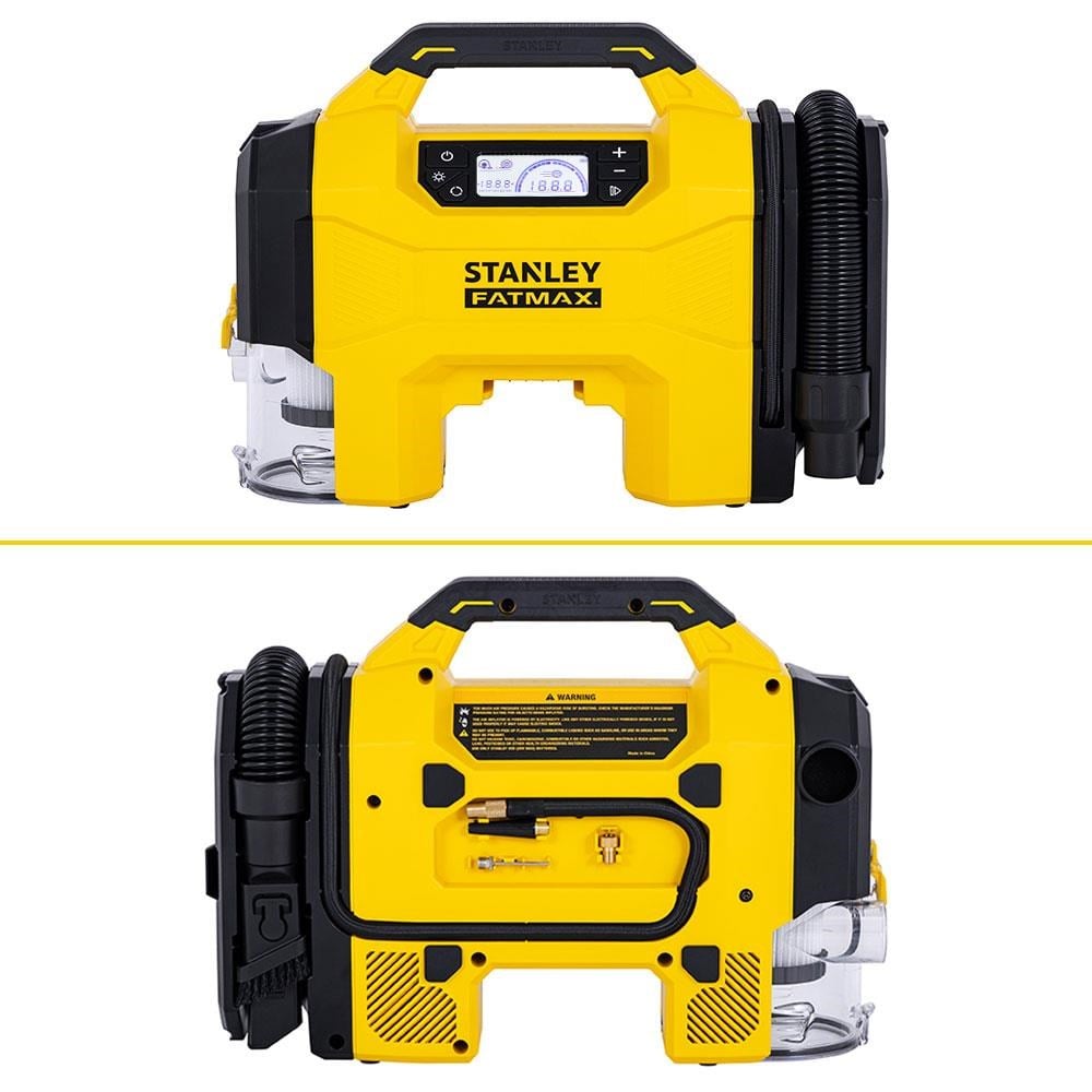 STANLEYSTANLEY SXVI02001A 12V/18V 2Ah Li-ion Şarjlı 160 PSI Dijital Göstergeli Lastik&Yatak Şişirme Pompası+Araç SüpürgesiSXVI02001A