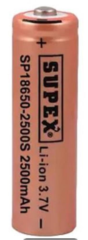 SUPEXSupex 18650-2500S Şarjlı 3.7 V-2500 mAh Lityum Pil Tırnaklı8680733597606