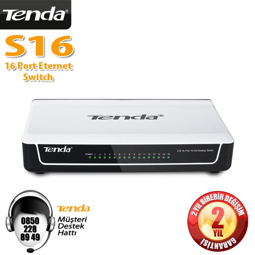 TENDATenda S16 16 Port 10-100 Mbps Switch Plastik Kasa6932849403558