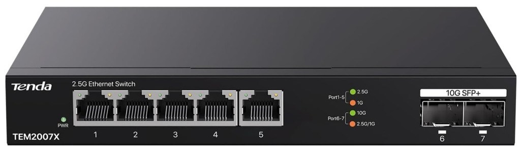 TENDATenda TEM2007X 2.5Gb Switch 7 Port 5x2.5G Por+2x10Gb SFP+ 50Gbps Yönetilmeyen Nas, Oyun PCsi Switch693849436532