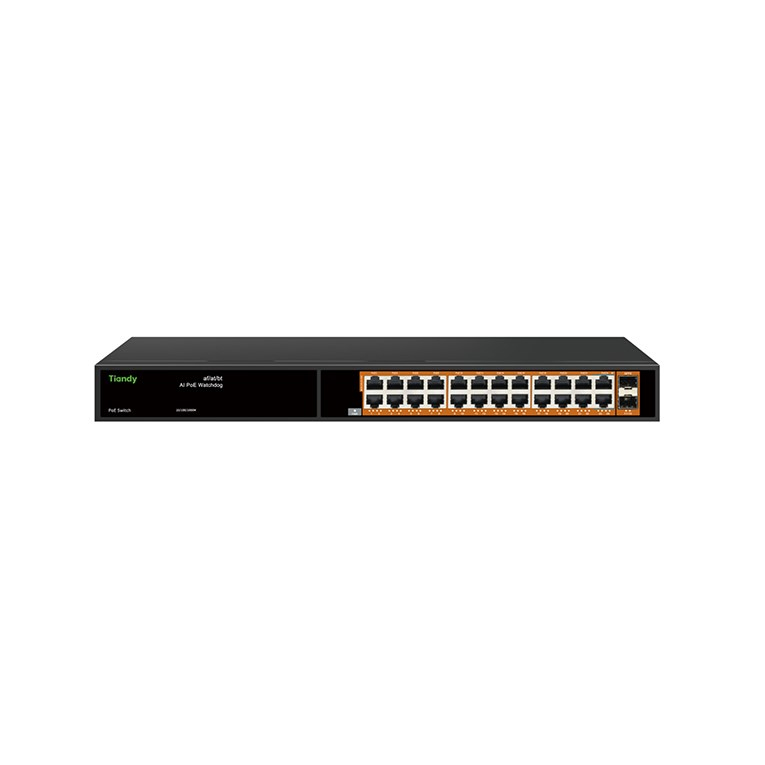 TiandyTiandy PS-1024G-2SFP 24 Port Yönetilmeyen AI Gigabit PoE SwitchPS-1024G-2SFP
