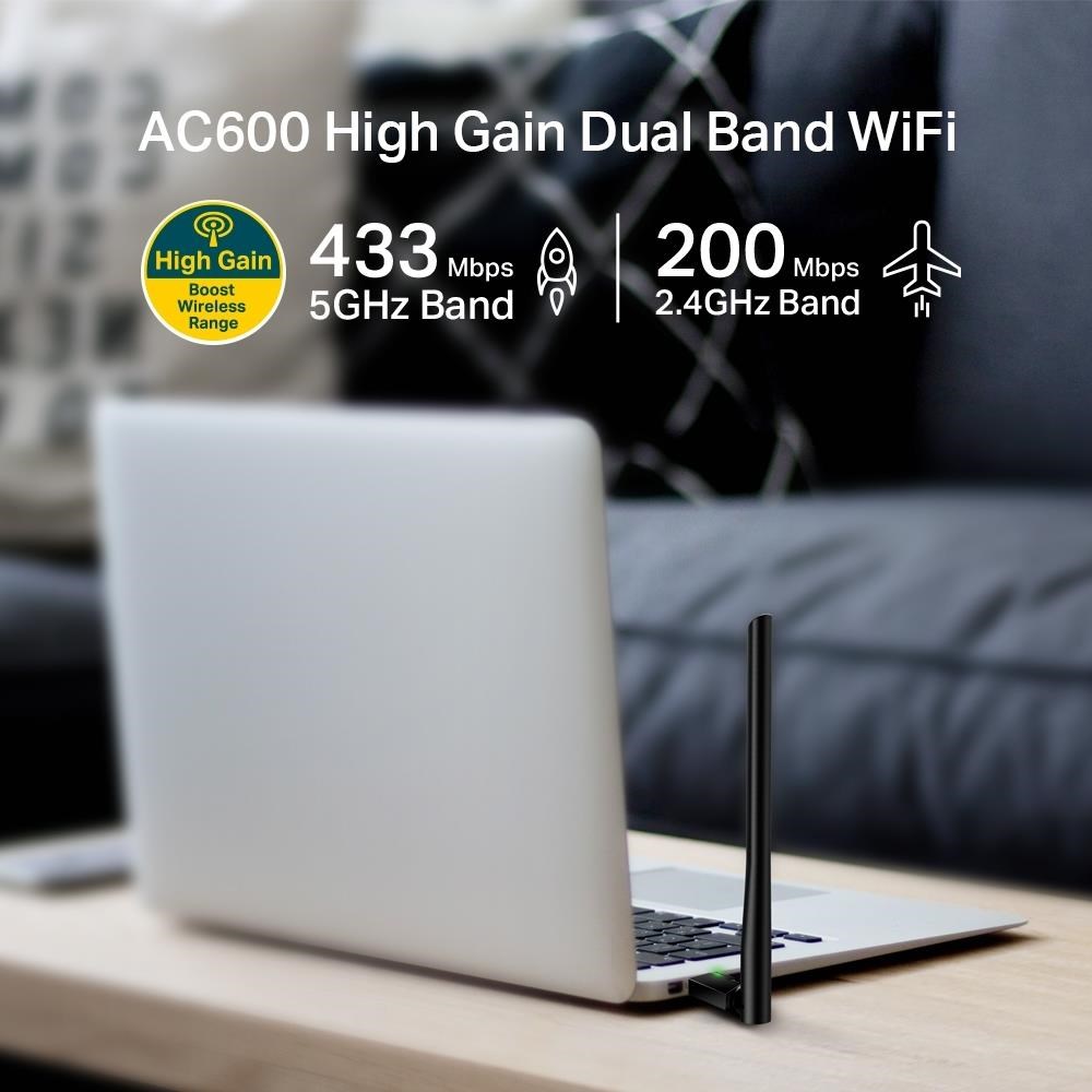 TP-LINKTp-Link Archer T2U Plus 600 Mbps Antenli Yüksek Verimli Kablosuz USB Adaptör AC6006935364099862