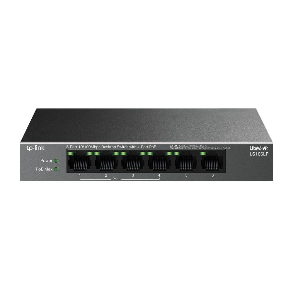 TP-LINKTp-Link LS106LP 6 Port 10-100 Mbps 4 Port Poe+ 10-100 Mbps Switch Metal Kasa4895252504606