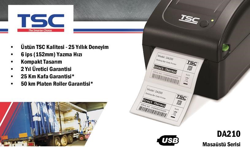 TSCTSC DA210 Masaüstü 203 DPİ Direkt Termal Barkod Etiket YazıcıDA210