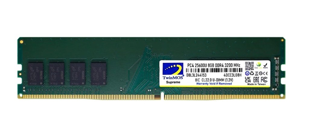 TWINMOSTwinMOS 8GB DDR4 3200MHz CL22 1.2V (MDD48GB3200D) Desktop Pc Ram6291104604193