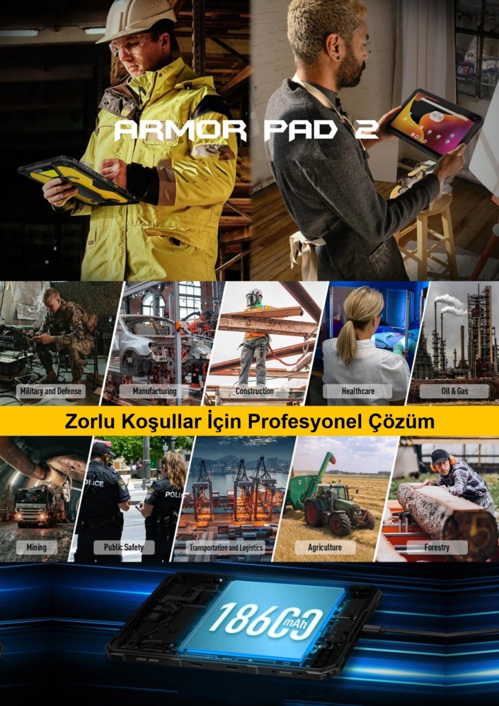 ULEFONEUlefone Armor Pad 2 Endüstriyel Android Tablet 16Gb+256Gb, Cam 48MpArmor Pad 2