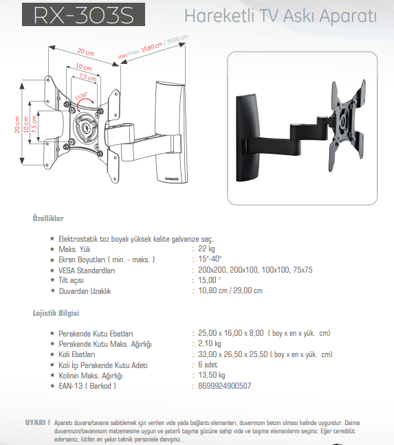 UltimateUltimate RX-303-S 15' - 32' Lcd Televizyon Askı Aparatı  22 KgRX-303-S