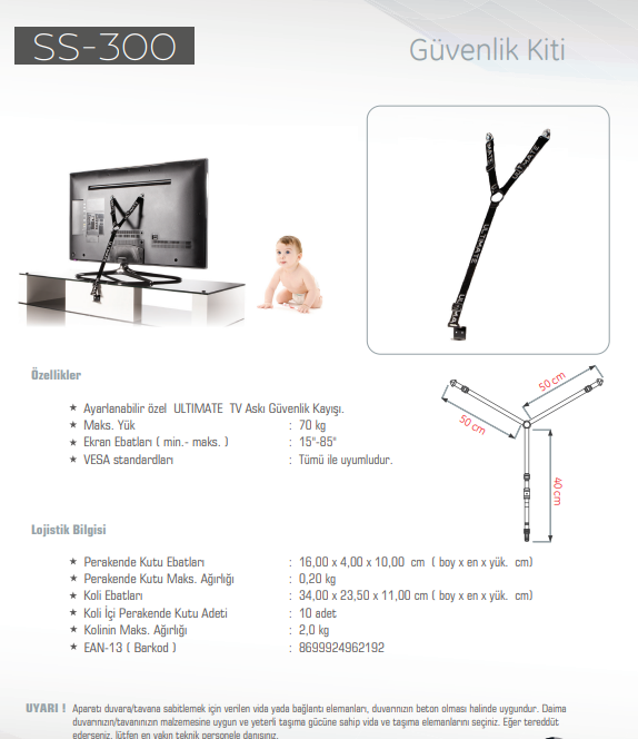UltimateUltimate SS-300 15-75 inç Televizyon Sabitleyici 70 KgSS-300
