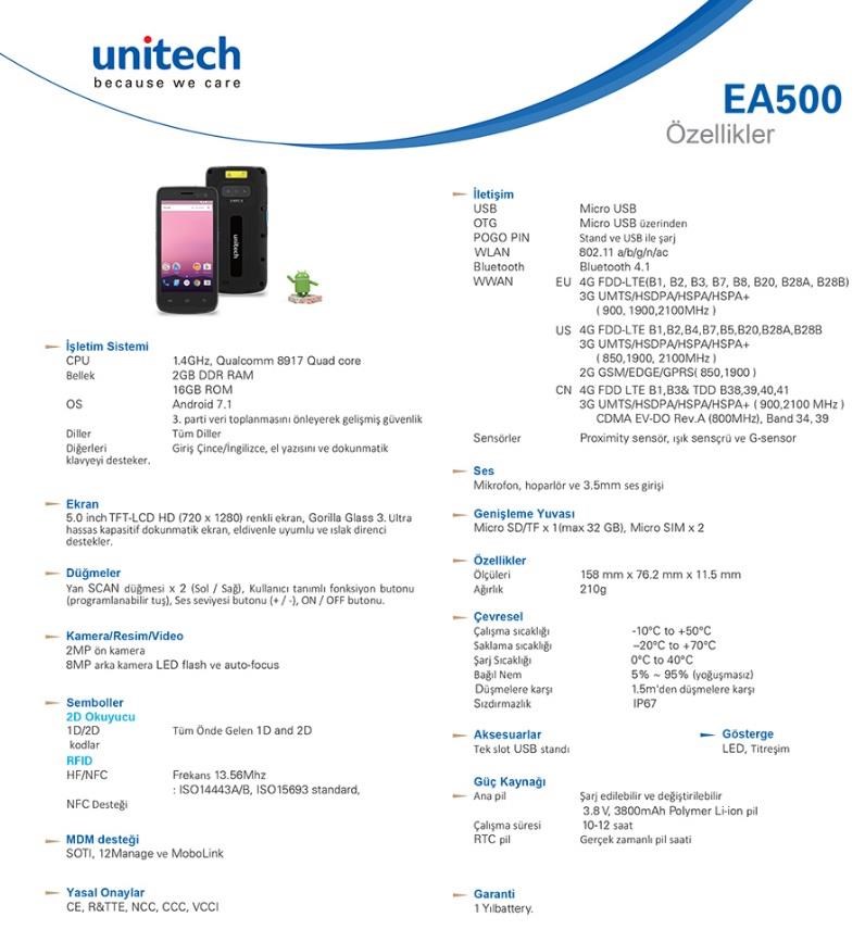 UnitechUnitech EA502-QALRUMSG El Terminali Android 7.1EA502-QALRUMSG