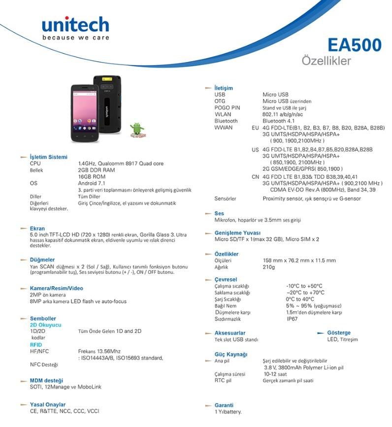 UnitechUnitech EA502-QALRUMSG El Terminali Android 7.1EA502-QALRUMSG