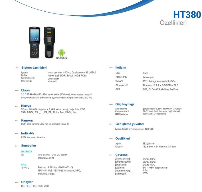 UnitechUnitech HT380-NA61UMSG El TerminaliHT380