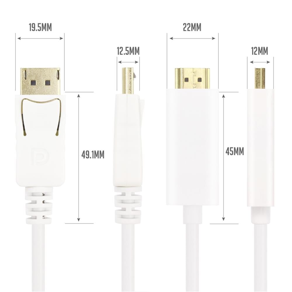 VCOMVcom CG605L-3.0 Beyaz 3.0MT Display Port Erkek To Hdmi Erkek Kablo4895182226074