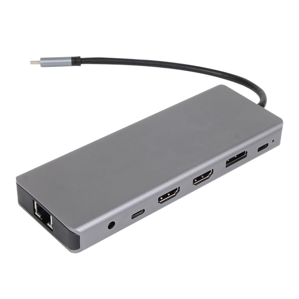 VCOMVcom CU4706 Type-C To HDMI-2+DP+USB3.0-3+TYPE C+USB2.0+RJ45+SD2.0+TF2.0+PD+DC 3.5mm 13 in 1 Çevirici4895182218147