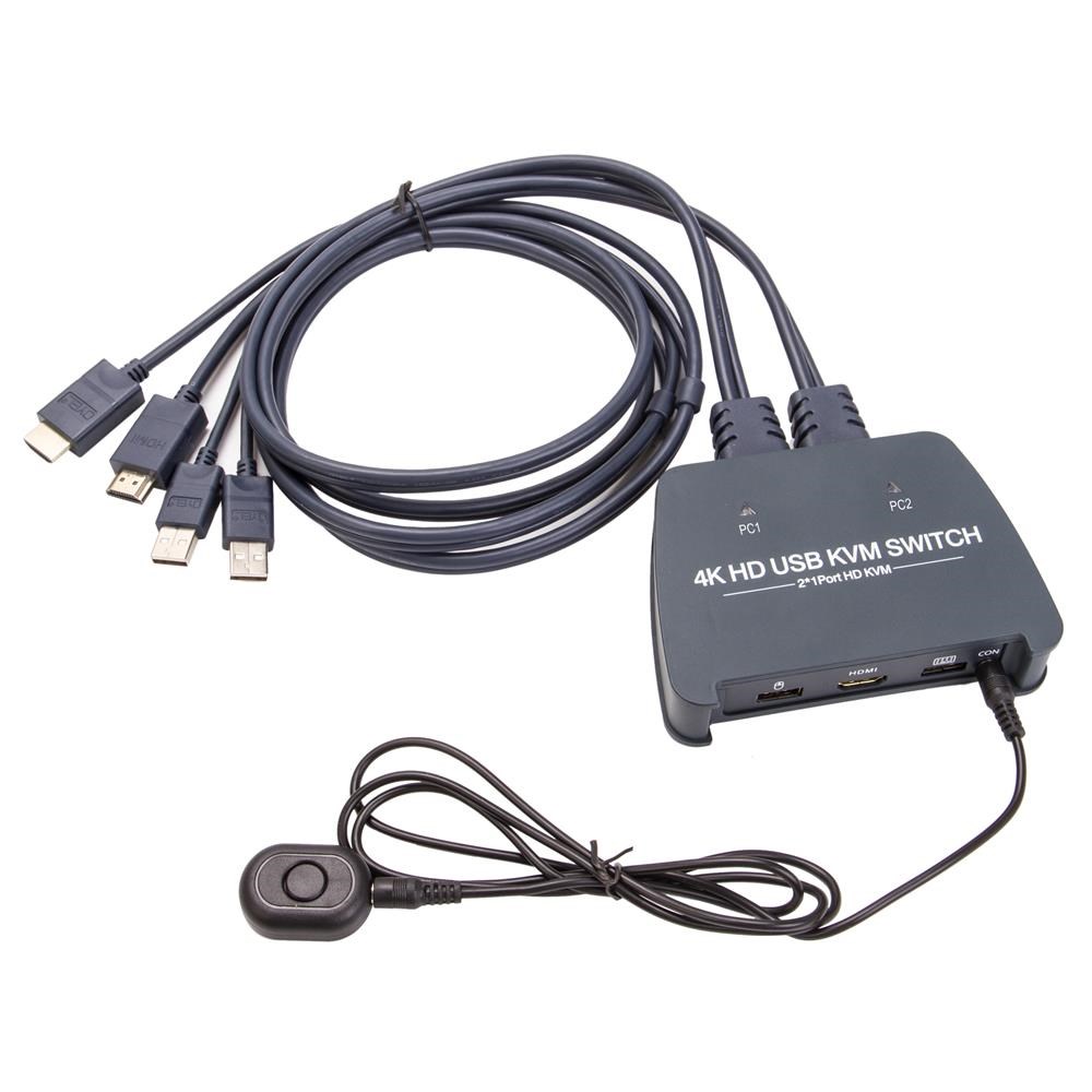 VCOMVcom DD221-4K 2 Port Hdmi 1.4V 4K@30Hz Plastik Kasa Kvm Switch4895182249325