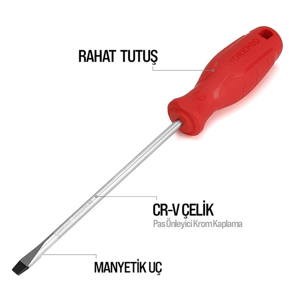 WorkproWORKPRO WP200500 2 Parça Yıldız/Düz CR-V Manyetik Profesyonel Tornavida SetiWP200500