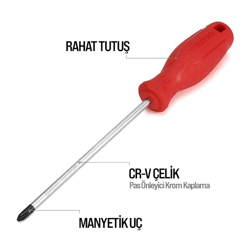 WorkproWORKPRO WP200501 6 Parça CR-V Manyetik Profesyonel Tornavida SetiWP200501