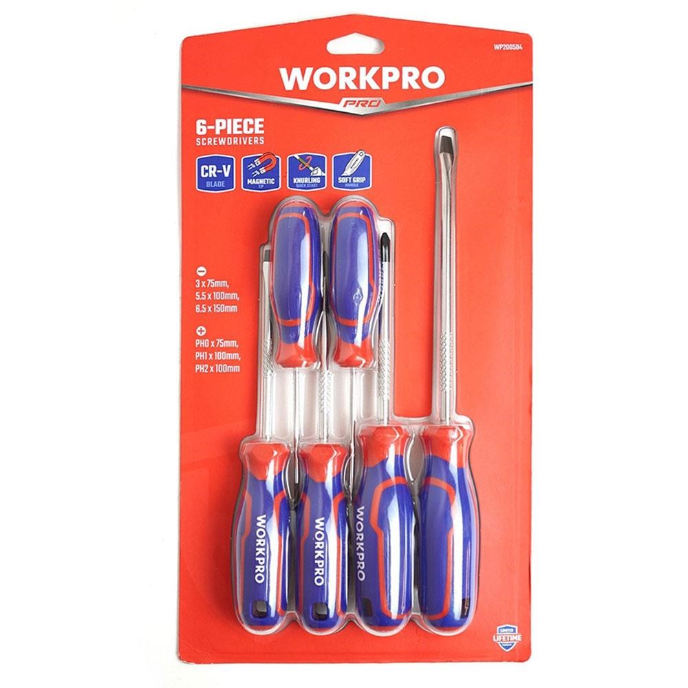 WorkproWORKPRO WP200504 6 Parça Profesyonel CR-V Manyetik Tornavida SetiWP200504