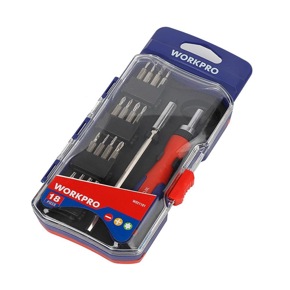 WorkproWORKPRO WP200516 18 Parça Profesyonel CR-V Cırcırlı Hassas/Elektronikçi Bits Tornavida SetiWP200516