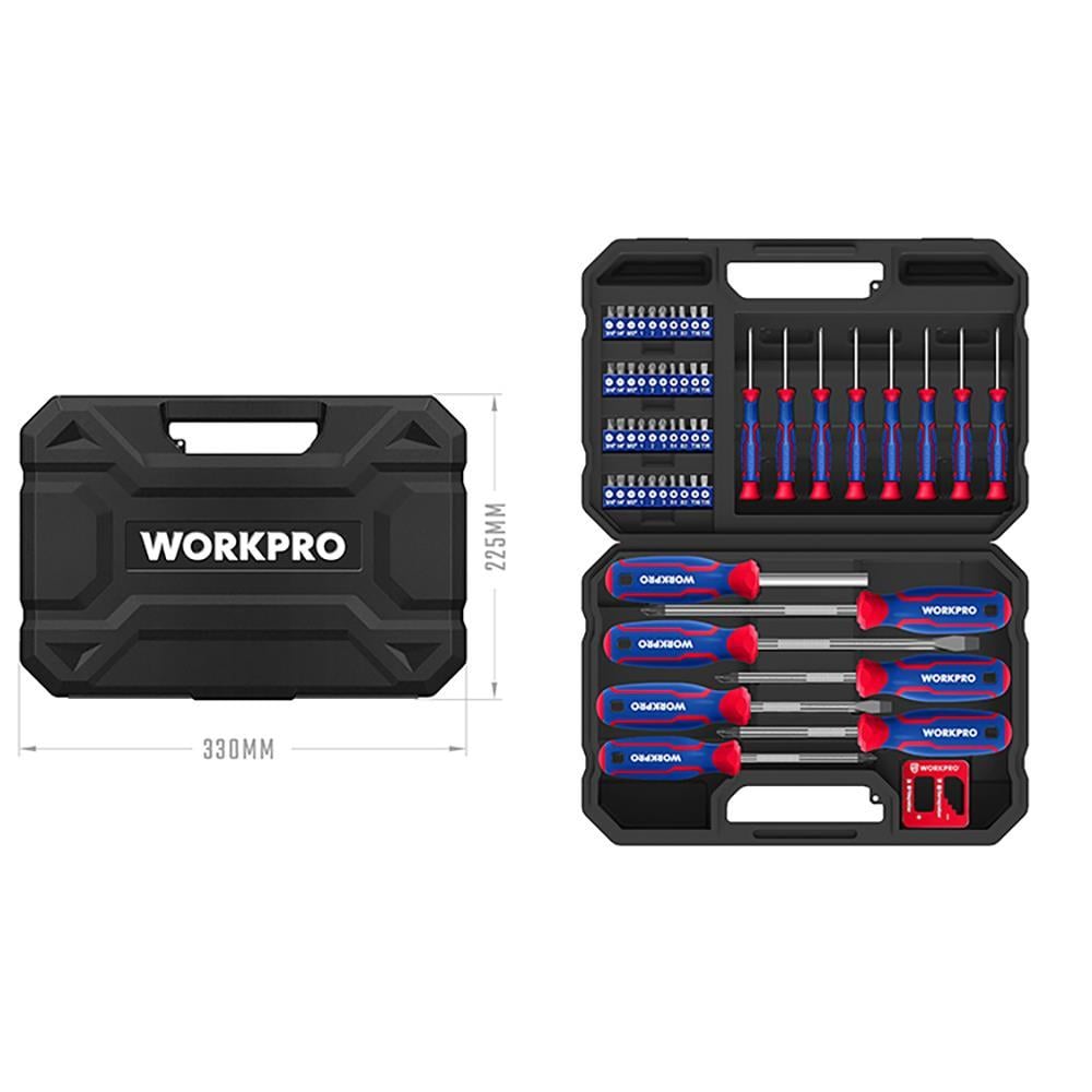 WorkproWORKPRO WP200518 56 Parça CR-V Manyetik Profesyonel Tornavida & Bits Uç SetiWP200518