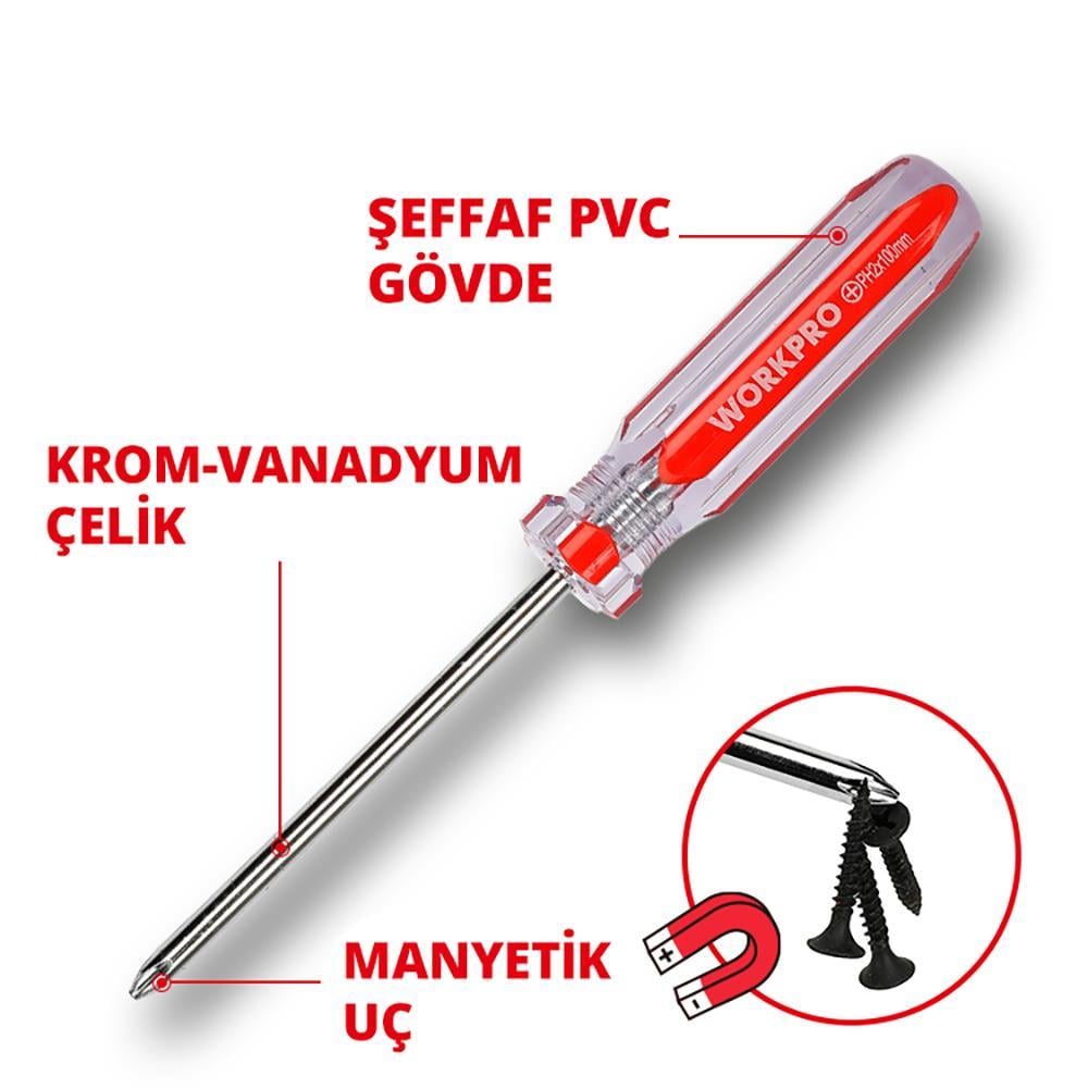 WorkproWORKPRO WP200533 7 Parça CR-V Manyetik Profesyonel Tornavida SetiWP200533