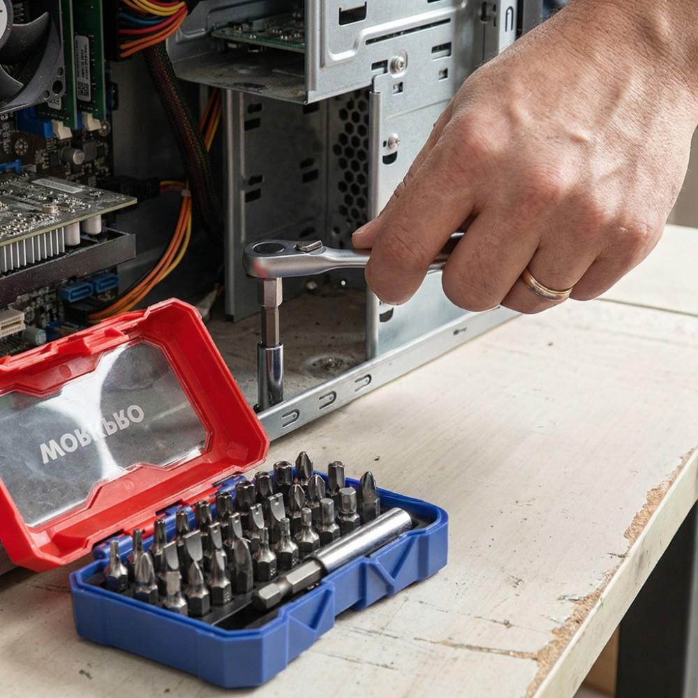 WorkproWORKPRO WP200534 32 Parça 1/4'’ Profesyonel Mini Cırcır Lokma Kollu Bits Vidalama SetiWP200534